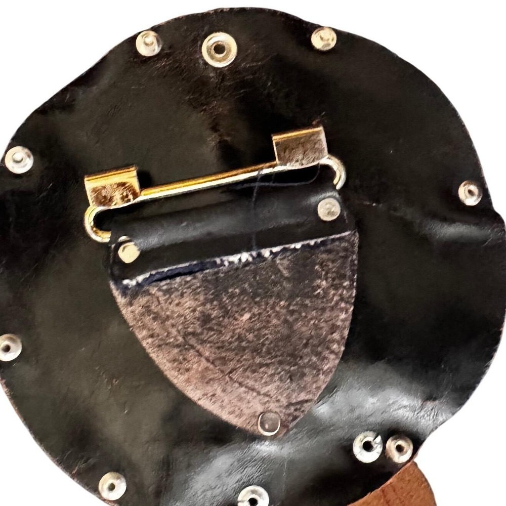 Vintage Handmade Black Leather Celestial Moon Nude Lady Studded Wide Waist Belt - Picture 10 of 16